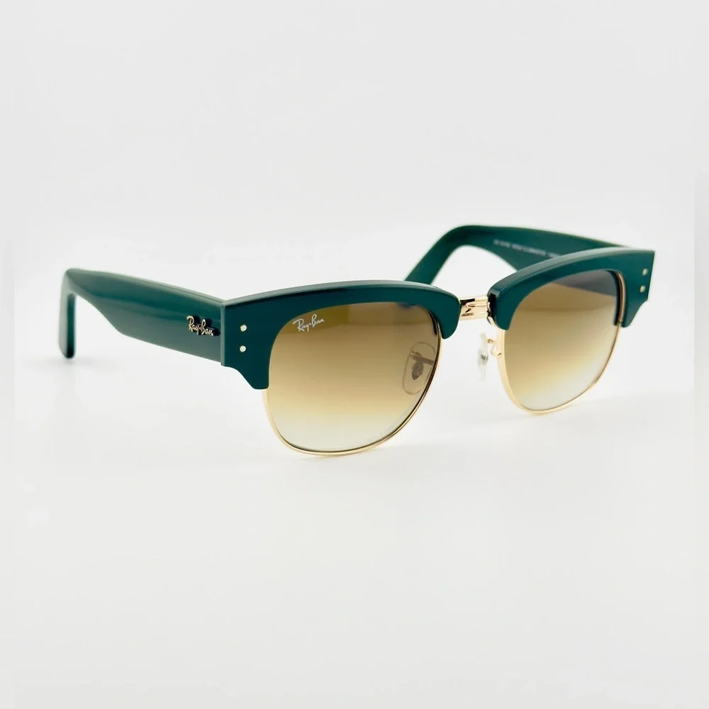 Ray-Ban Mega Clubmaster Sunglasses RB0316-S Polished Green and Gold Frame UNISEX